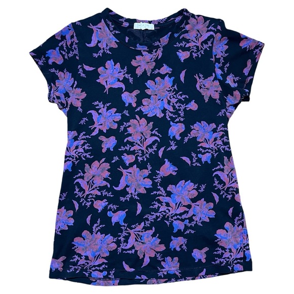 Rag & Bone All Over Floral Organic Cotton Fitted Short Sleeve Tee Sz S - Picture 1 of 10